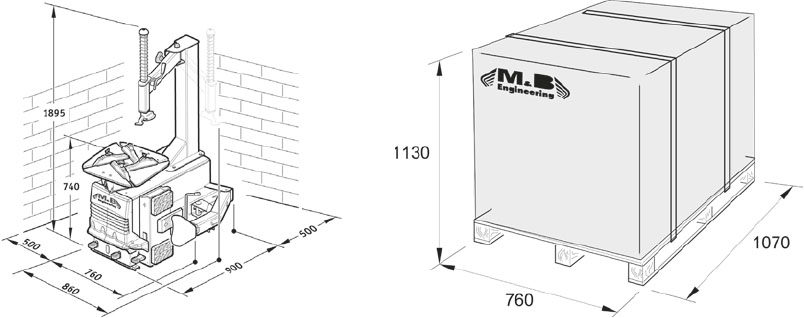 Таблицы M&B TC 322 Шиномонтажный станок, полуавтомат, 10-23", 380В